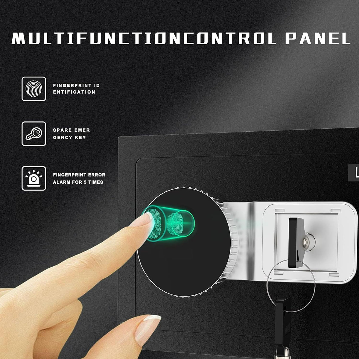 0.7 Cubic Feet Biometric Fingerprint Steel Home Safe V42646