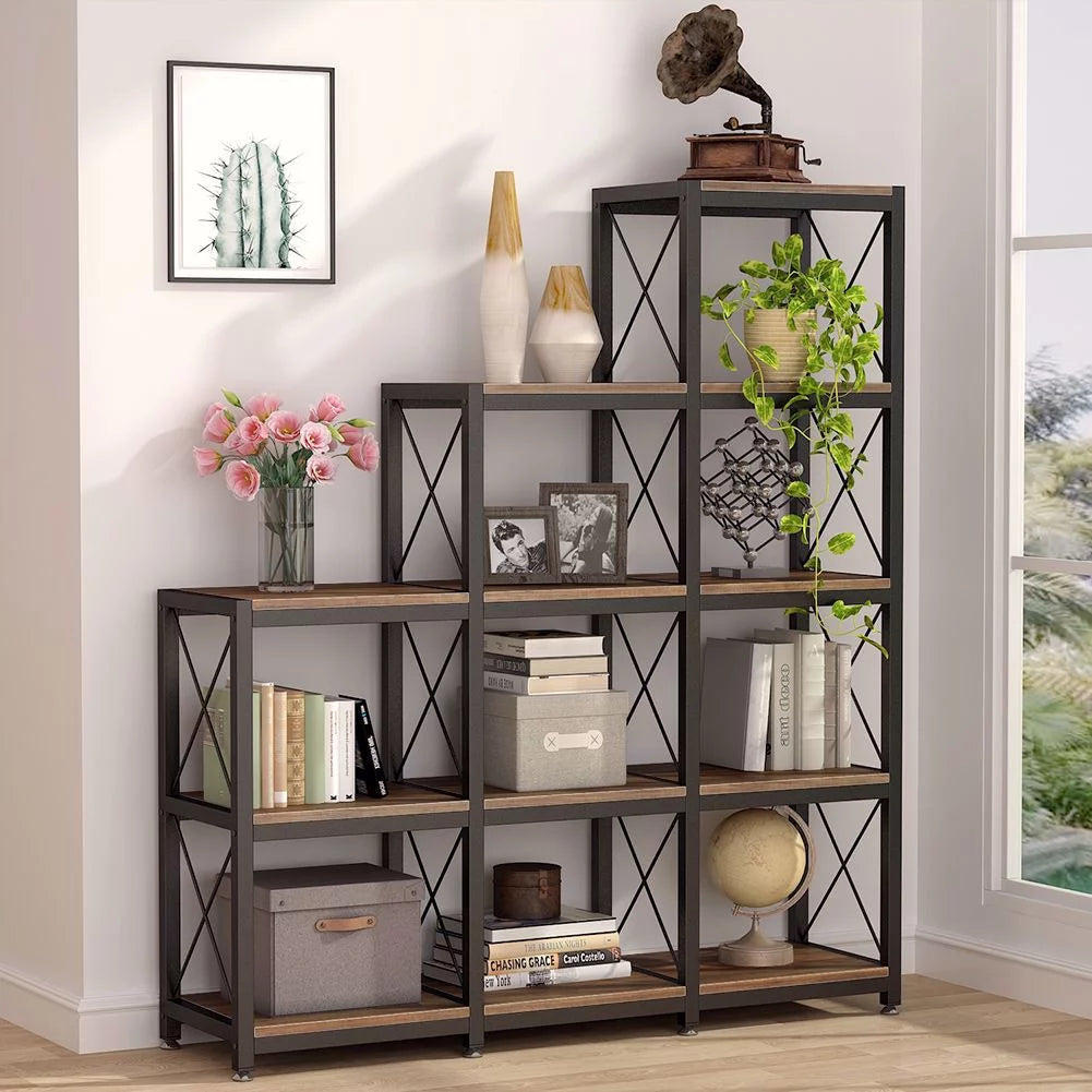 12 Shelves Industrial Ladder Corner Bookshelf U5101