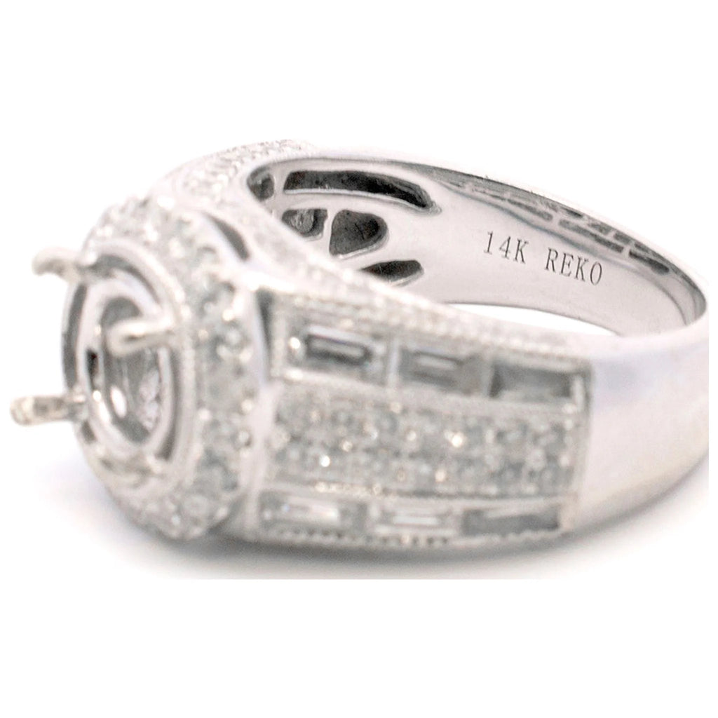 14K White Gold Halo Diamond Engagement Ring M48316