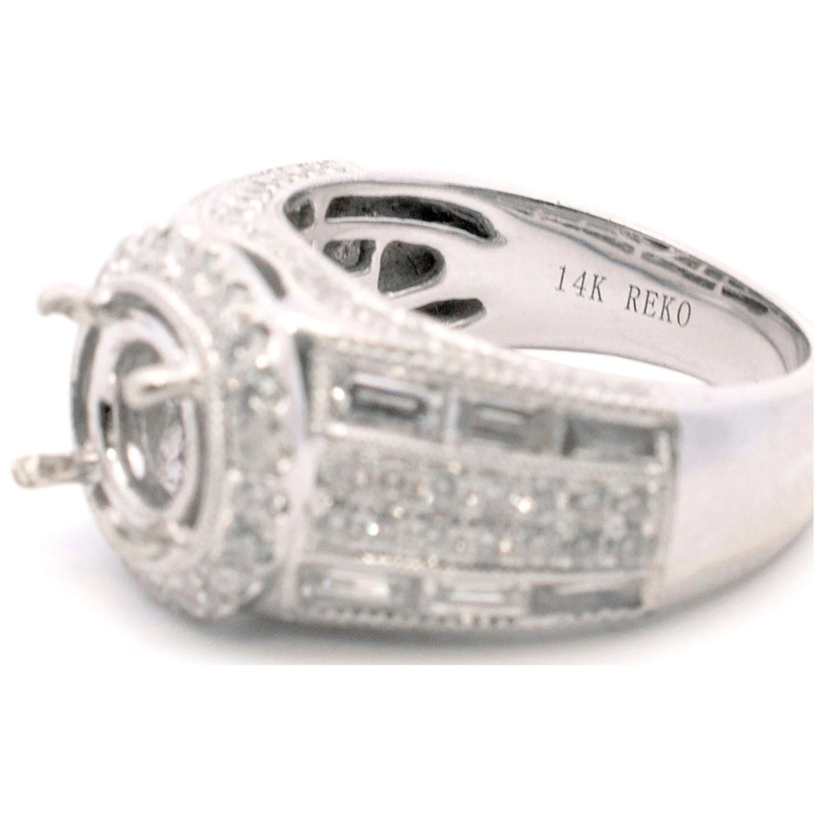 14K White Gold Halo Diamond Engagement Ring M48316