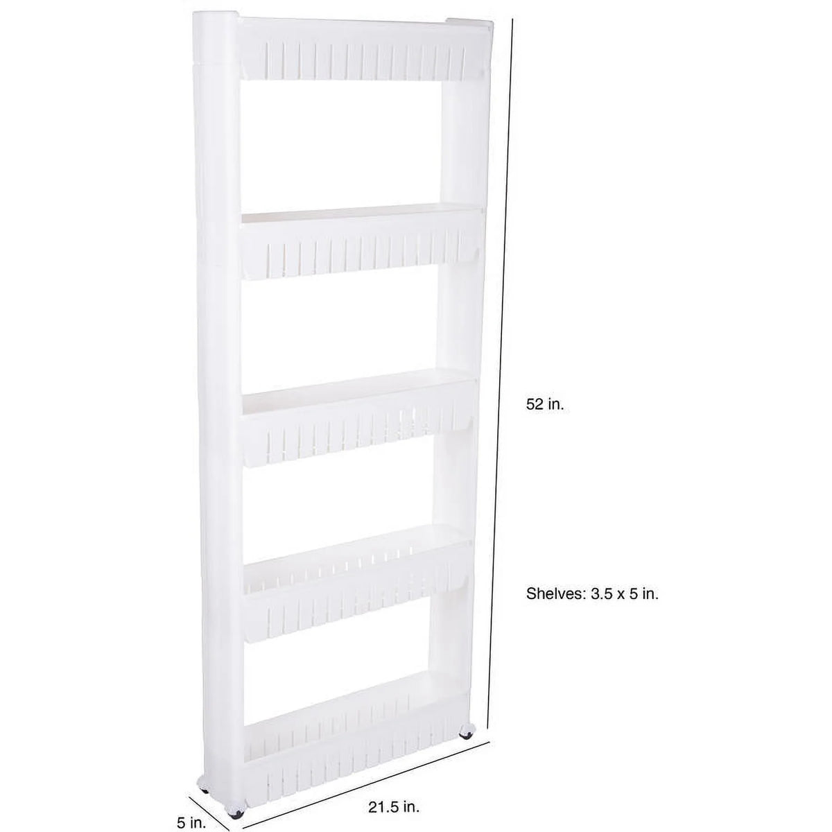 5-Tier White Plastic Rolling Pantry Storage Cart R4598