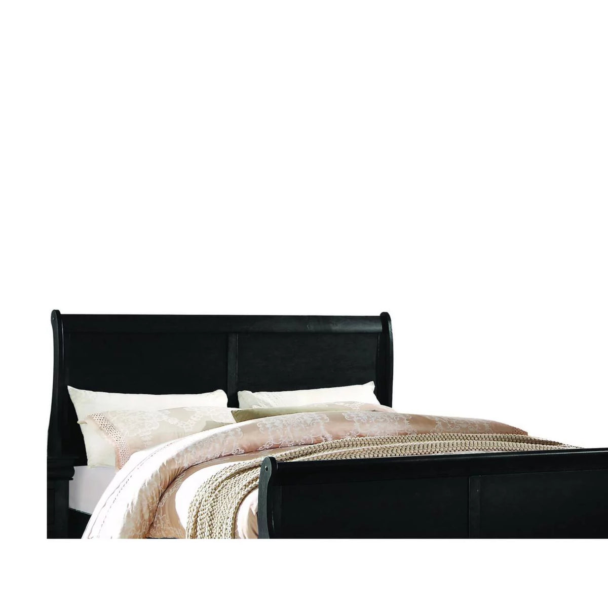 Brown Twin Size Wooden Sleigh Bed with Panel Headboard and Footboard H230