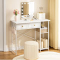 White Vanity Desk with 2 Fabric Drawers U1516