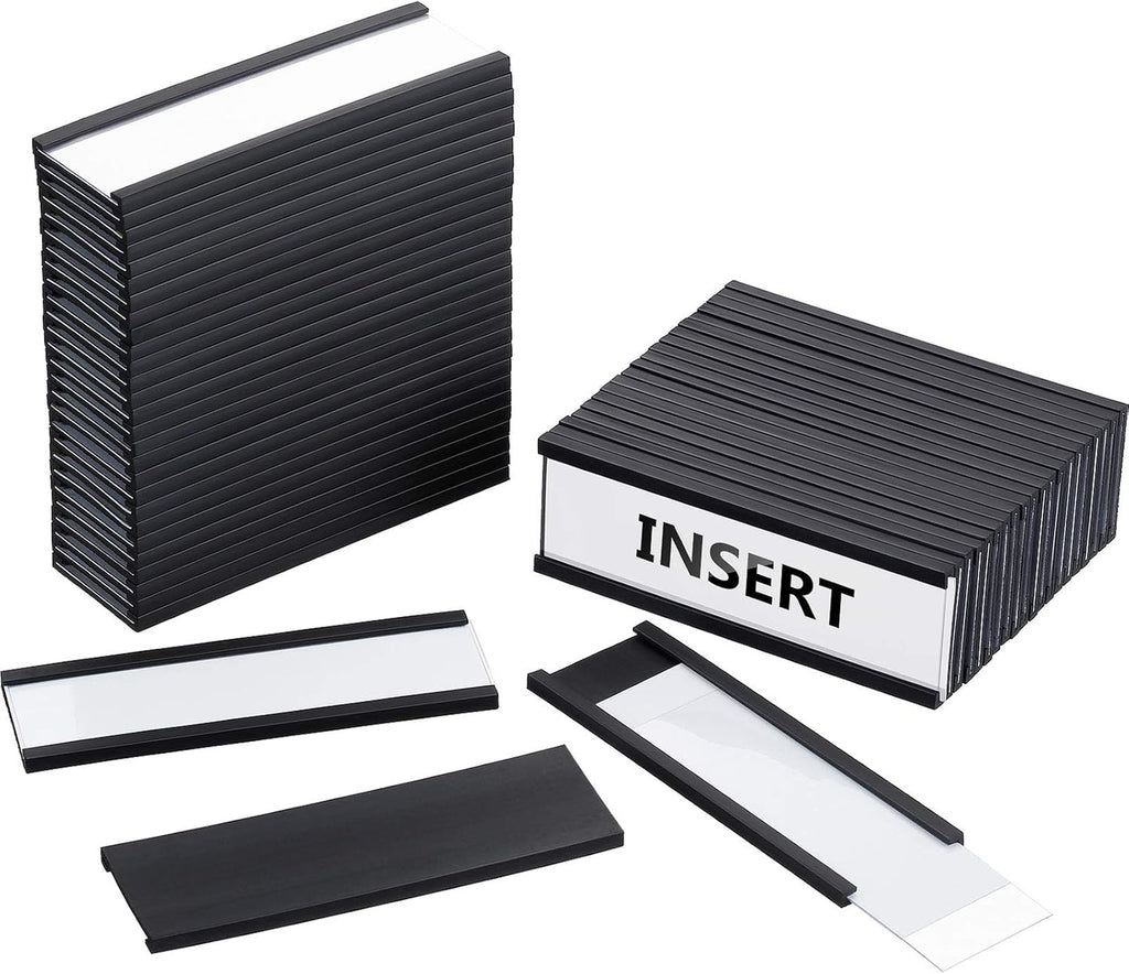 Magnetic Data Card Holders with Magnets and Cards, 1 x 3 Inches, 60 Pieces G9371