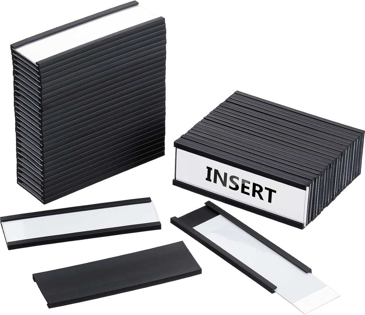 Magnetic Data Card Holders with Magnets and Cards, 1 x 3 Inches, 60 Pieces G9371