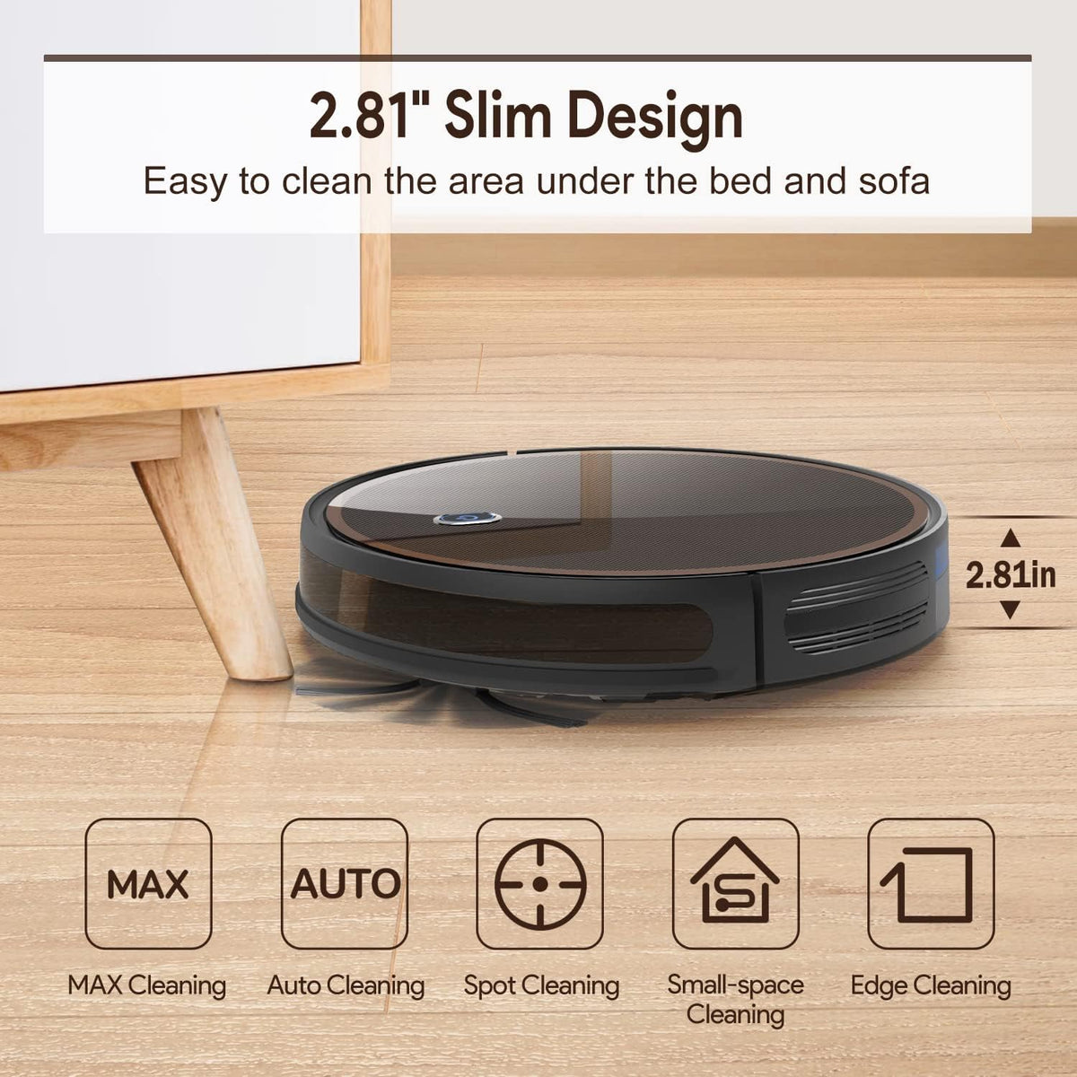 Robot Vacuum Cleaner with 2000Pa and 2600mAh Lithium-ion Battery Y31596