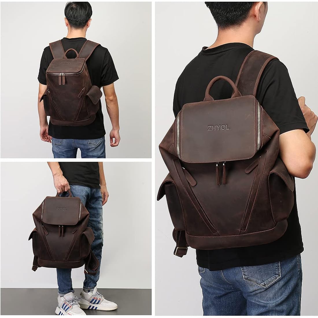 Genuine Leather Laptop Backpack O980