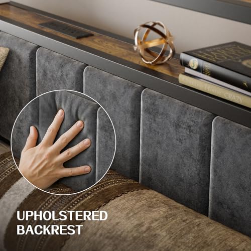 Queen Size Platform Bed Frame with Storage Headboard and Charging Station N473935