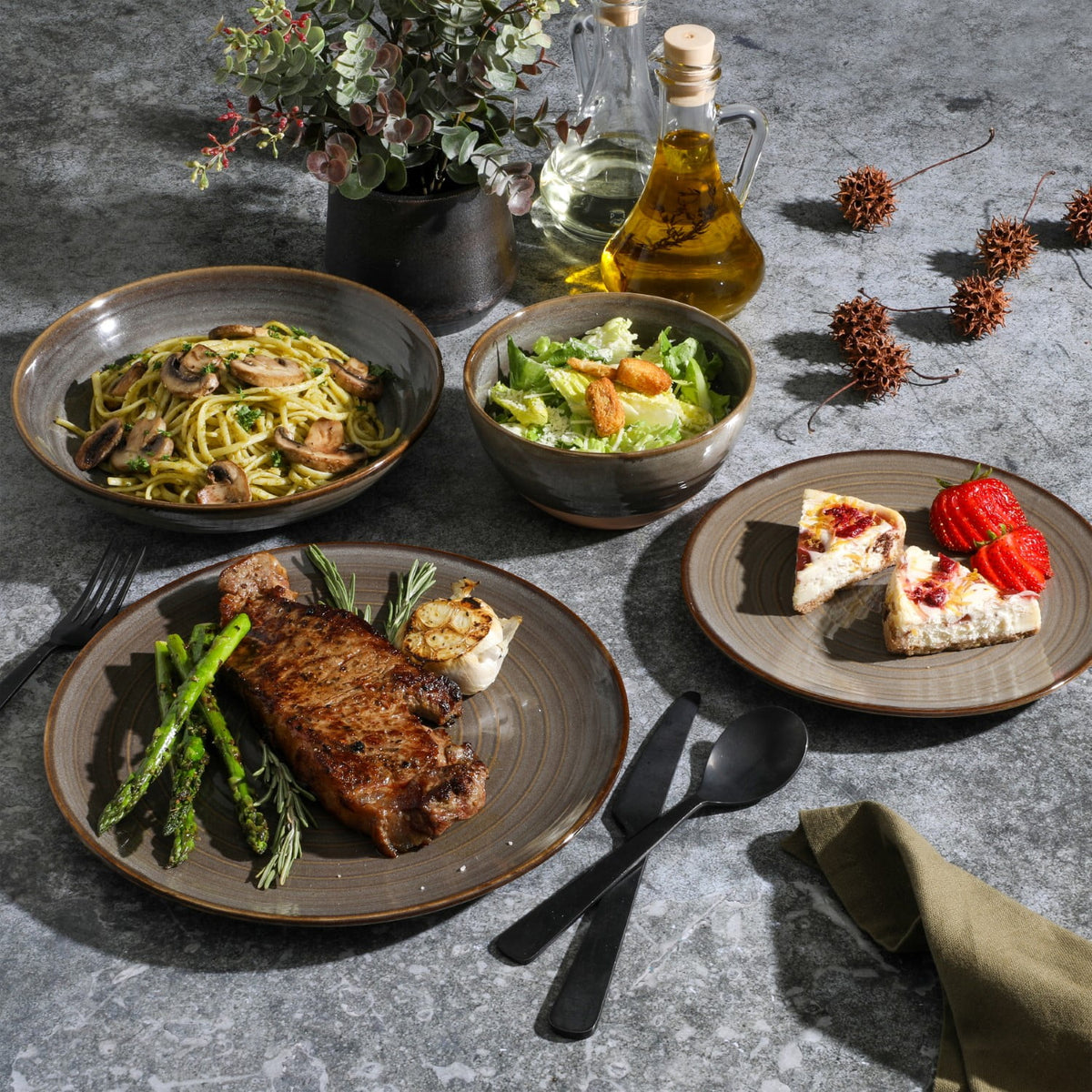 16 Piece Terracotta Reactive Dinnerware Set X89183