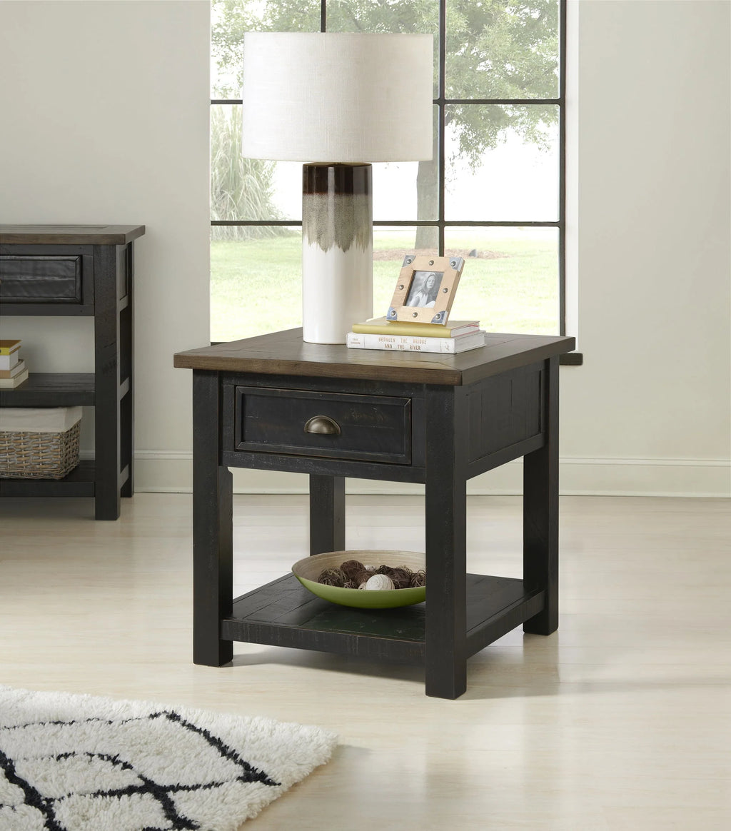 Cream White and Brown End Table J636188