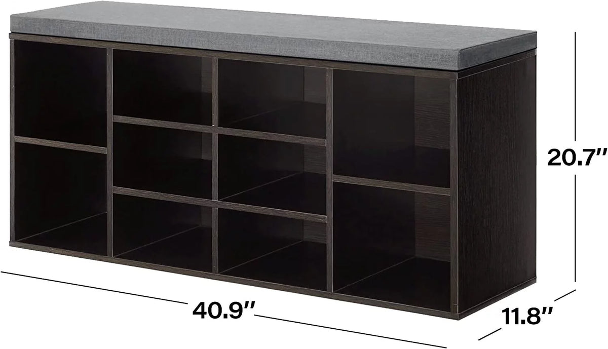 3 Tier Shoe Bench with Cushion Seat and Adjustable Shoe Rack U4376
