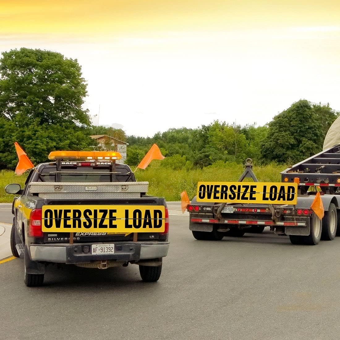 Oversize Load Sign for Escort Vehicles - Hinged Aluminum - 12 Inch x 60 Inch T166272