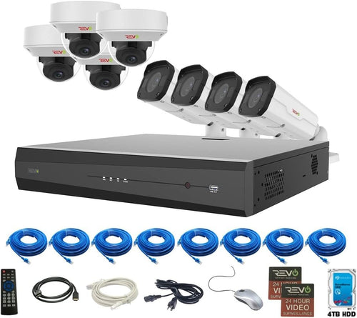 16Ch 4TB HDD IP NVR Video Surveillance System with 12x 4MP Bullet Camera and 4x 4MP Turret Cameras T483