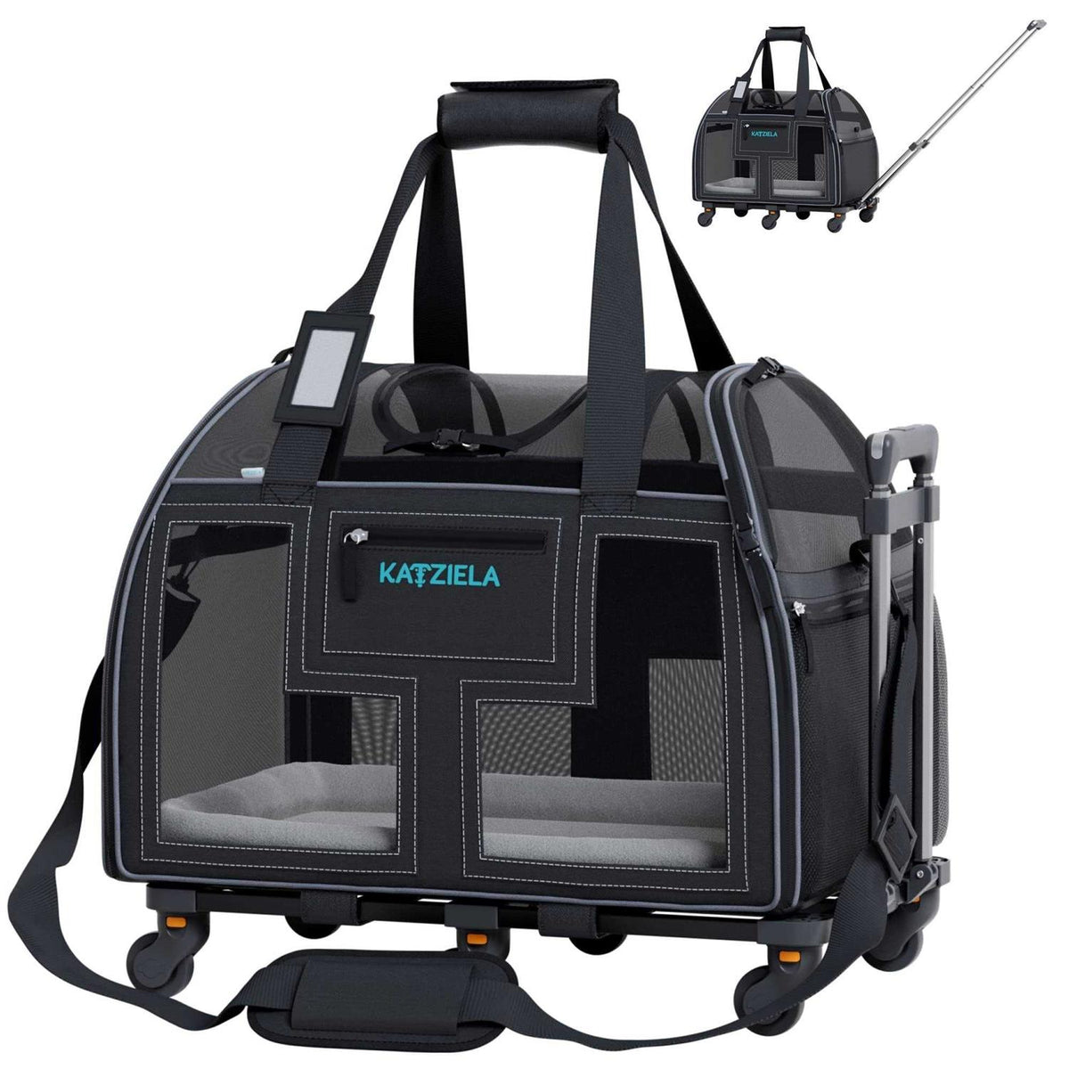 Pet Carrier with Removable Wheels and Telescopic Handle S73223