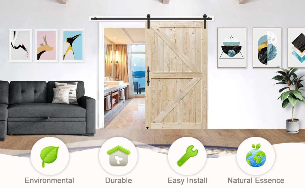 Unfinished Solid Wood Barn Door A1066