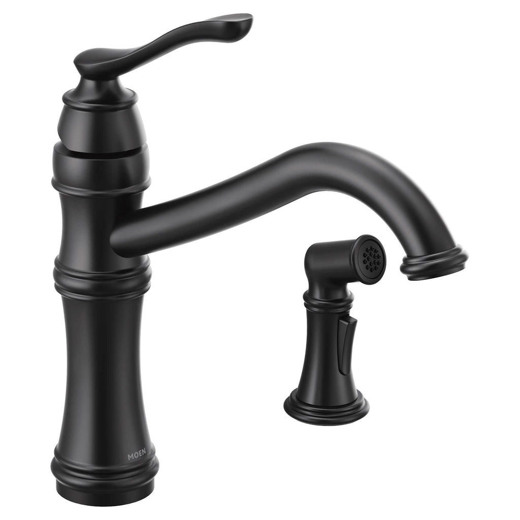 Matte Black High-Arc Single Handle Kitchen Faucet with Side C699823