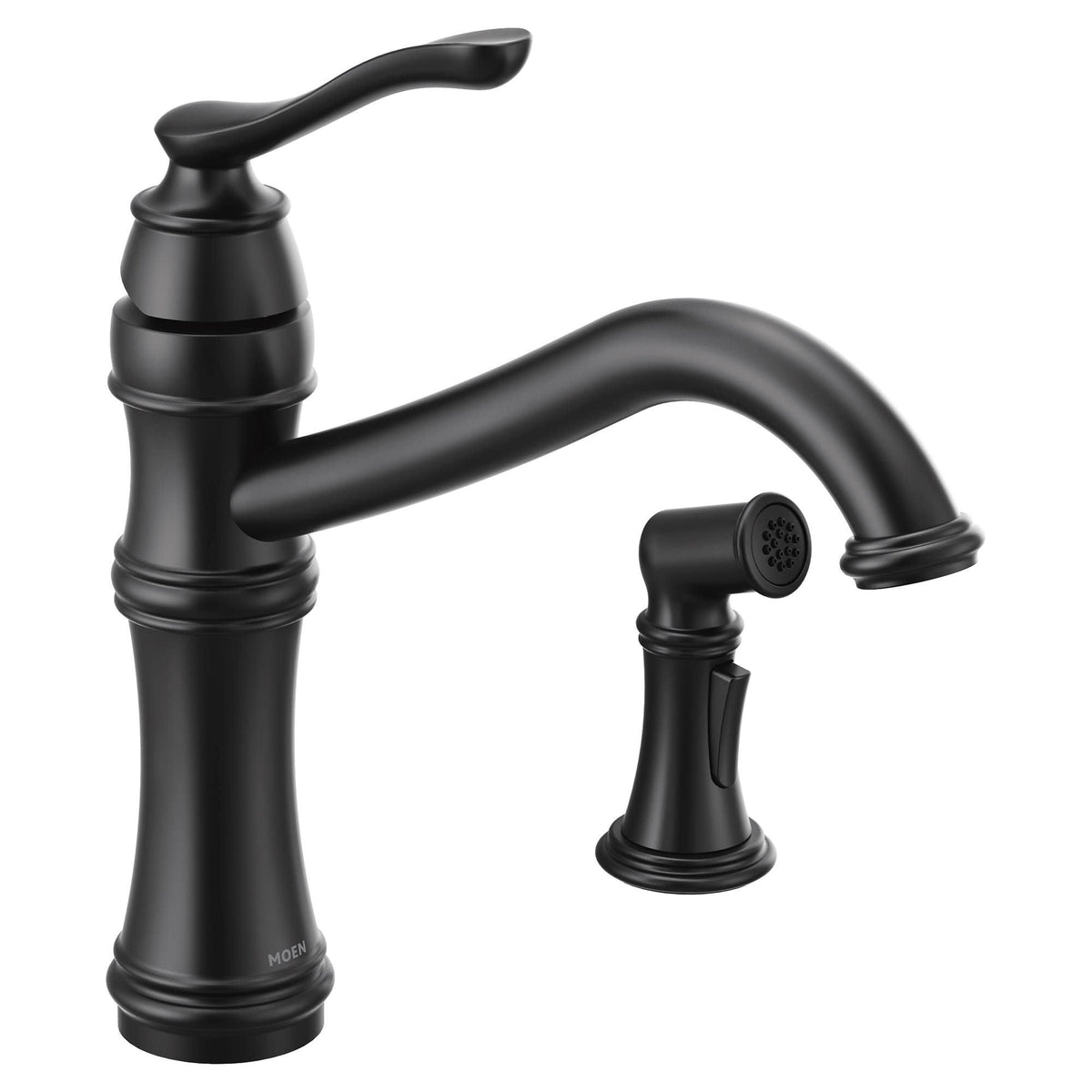 Matte Black High-Arc Single Handle Kitchen Faucet with Side C699823