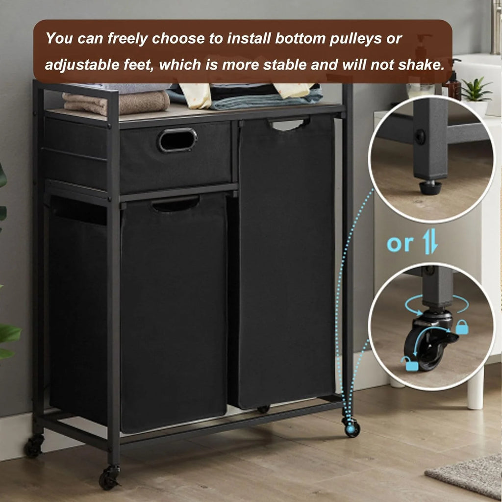 Laundry Basket with Drawer and 2 Sorter Bags F6519