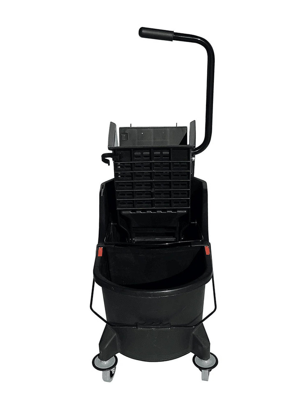 Commercial-Grade Mop Bucket with Separator & Dirty Water Pail, Metal Casters, Side-Press Wringer, Black N145404