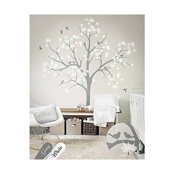 Large Maple Tree Wall Decals Forest Vinyl Sticker with Bird D212
