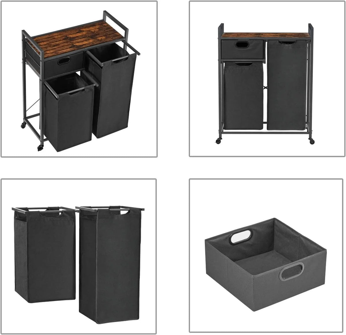 Laundry Basket with Drawer and 2 Sorter Bags F6519