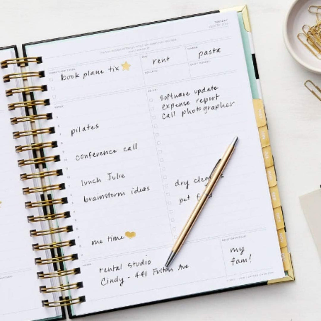 Black Stripe Spiral Bound Daily Planner F147248