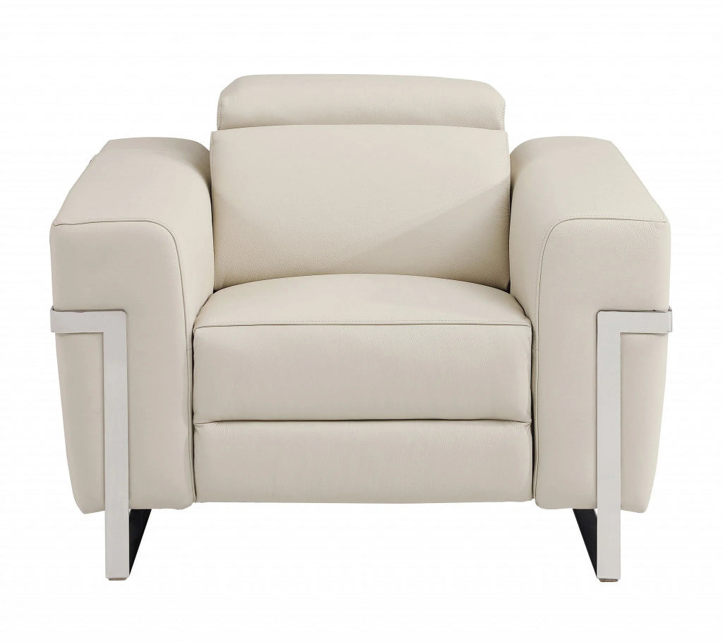 Beige Italian Leather Six Person Seating Set I991