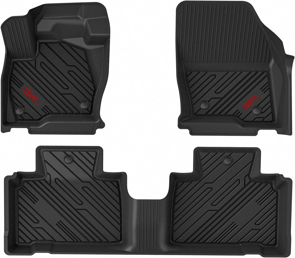 Black TPE All Weather Custom Fit Floor Liner for Ford Ranger Supercrew Cab, 1st & 2nd Row Full Set U59536