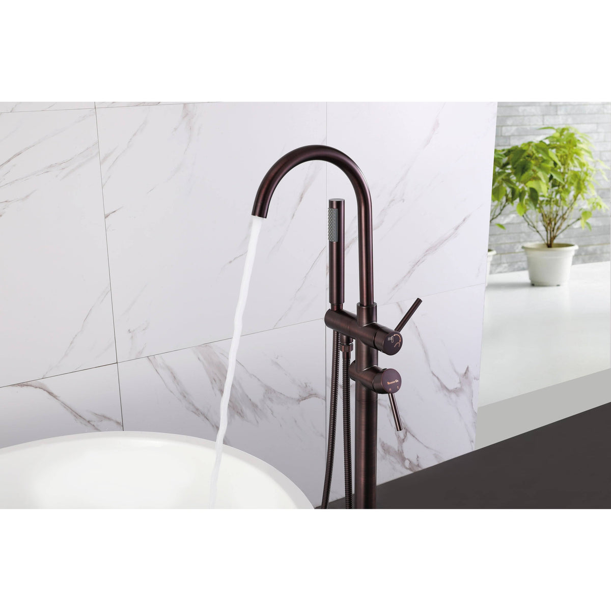 Bronze Floor Mounted Tub Filler A6046