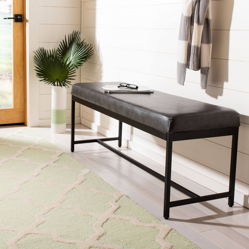 Grey Faux Leather Bench L72634