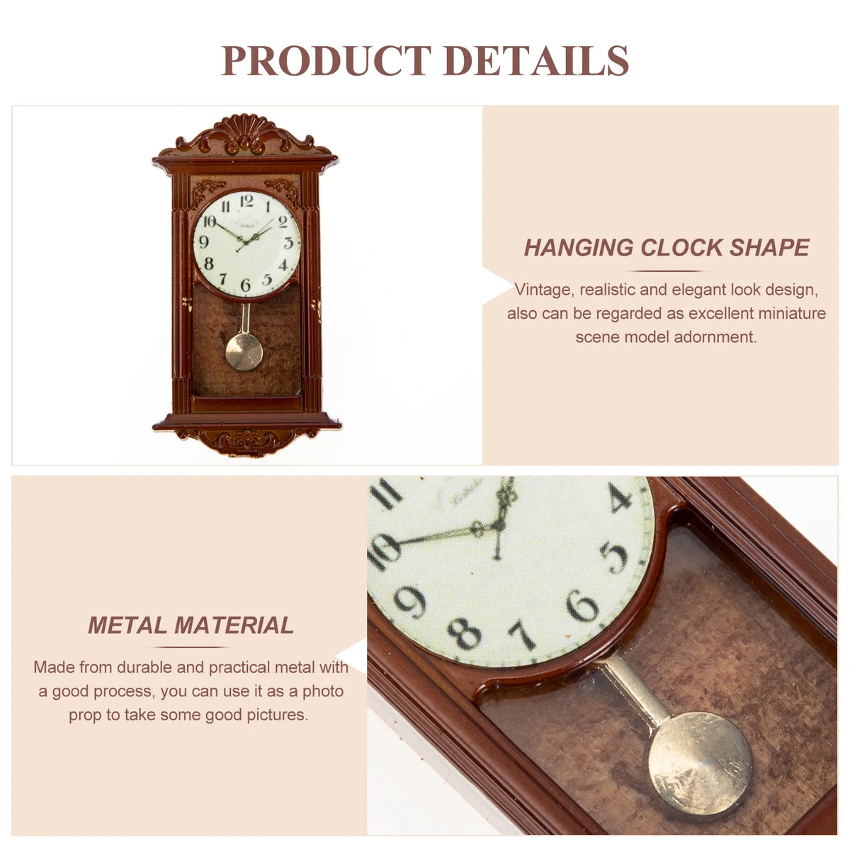 Metal Dollhouse Hanging Clock Toy Doll Furniture M6826