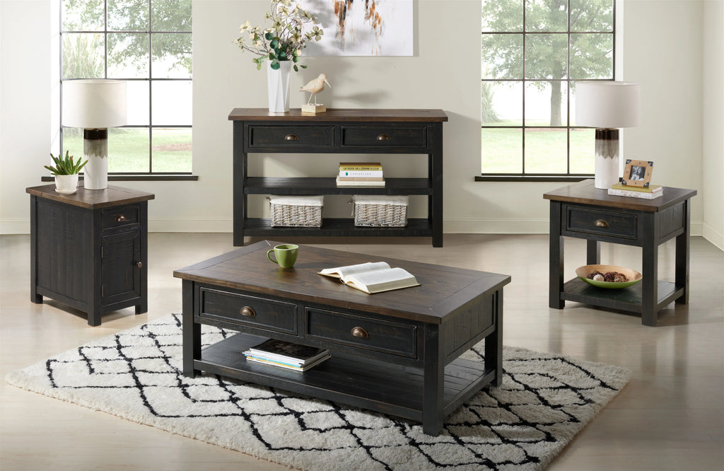 Cream White and Brown End Table J636188