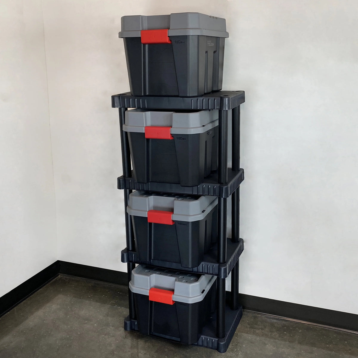 Plastic 4-Tier Storage Shelves Black F132