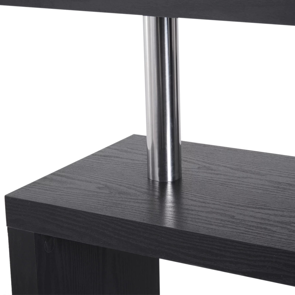 Black L-Shaped Computer Desk with Display Shelves W801120