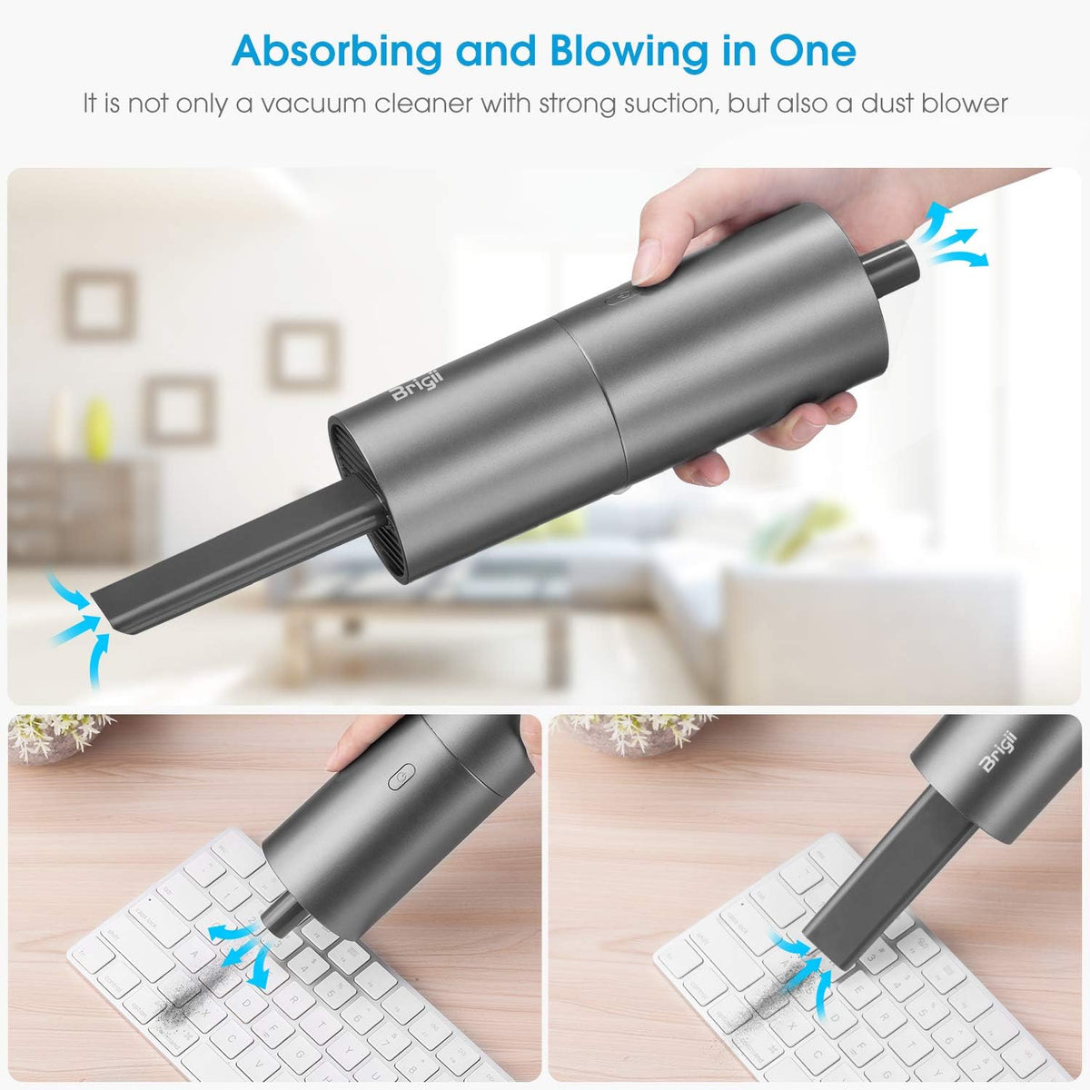 Mini Handheld Cordless USB Rechargeable Vacuum Cleaner 2 in 1, Pack of 2 N89783