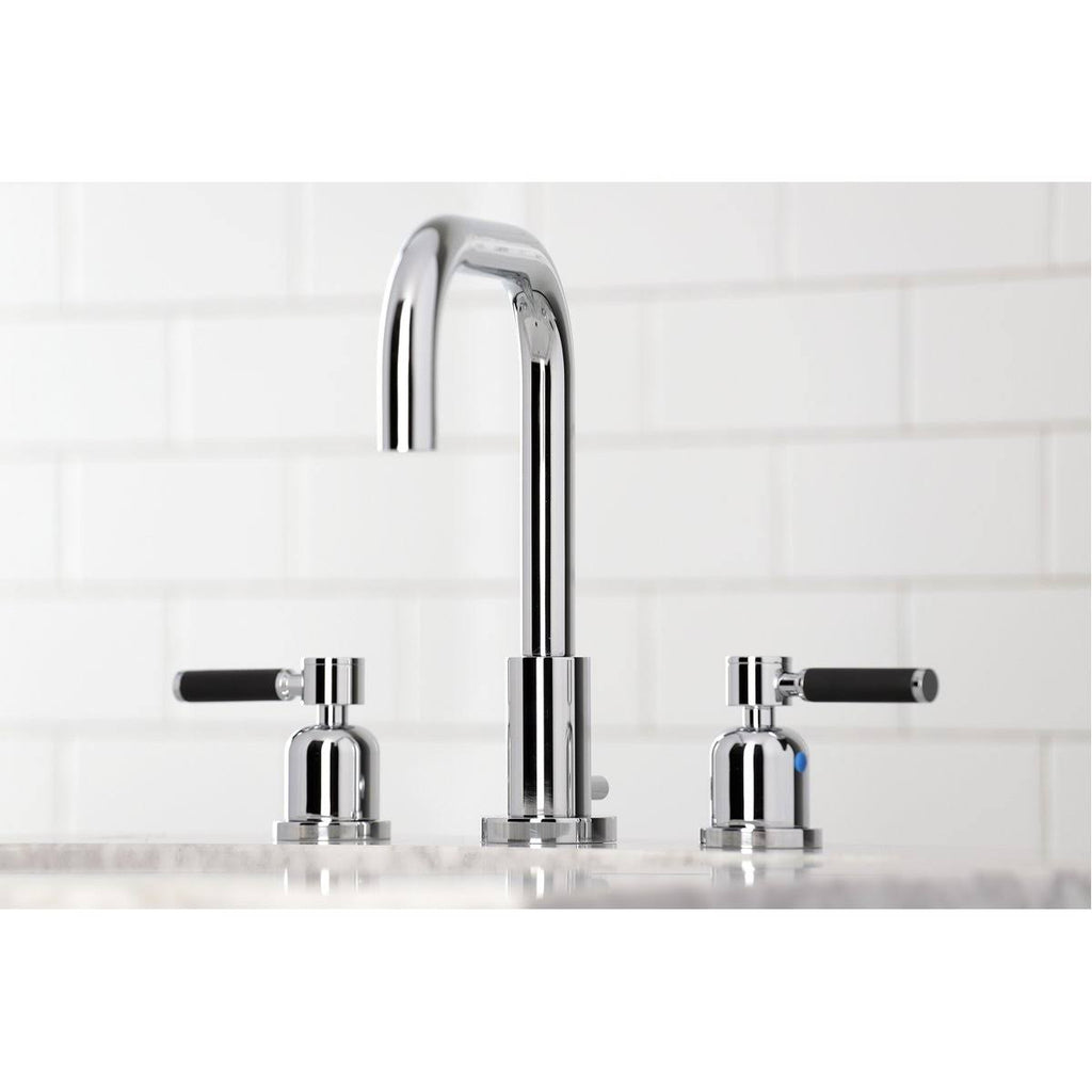 Polished Chrome Widespread Bathroom Faucet with Brass Pop-Up U3902