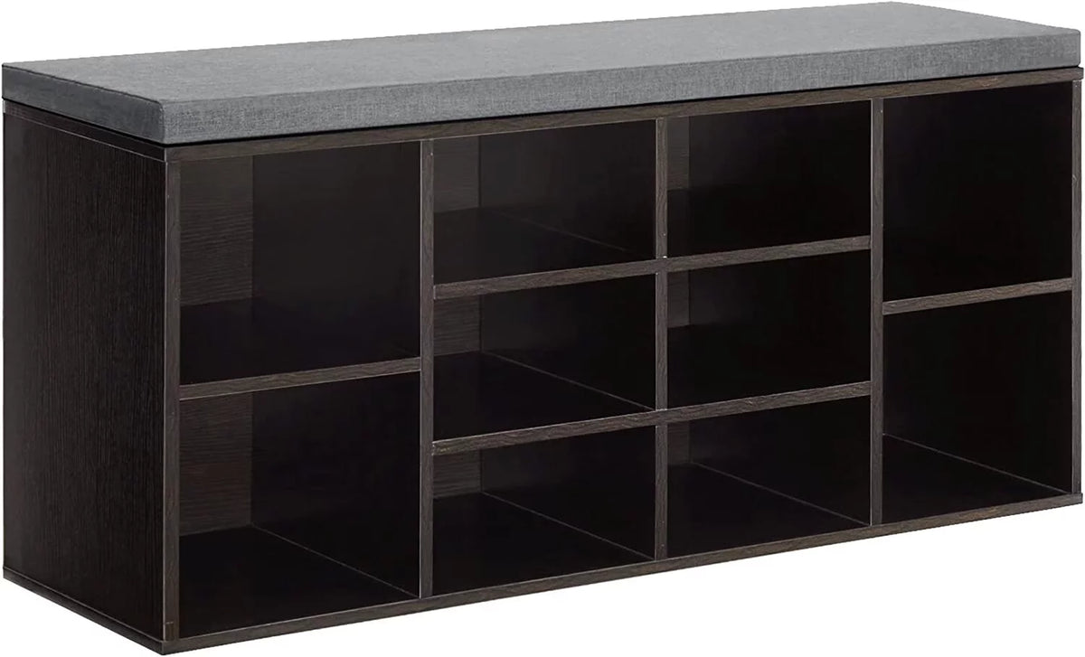 3 Tier Shoe Bench with Cushion Seat and Adjustable Shoe Rack U4376