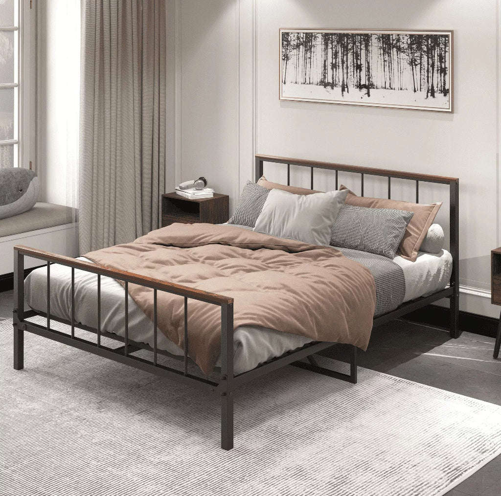 Queen Metal Platform Bed Frame with Headboard and Footboard G50076