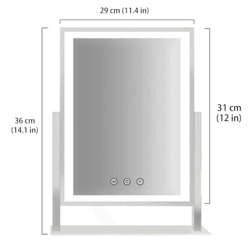 Lighted Makeup Mirror with 5X Magnification, 17.3in White T75916