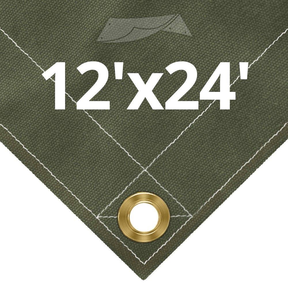 Olive Drab Canvas Tarps 12' x 24' X70116