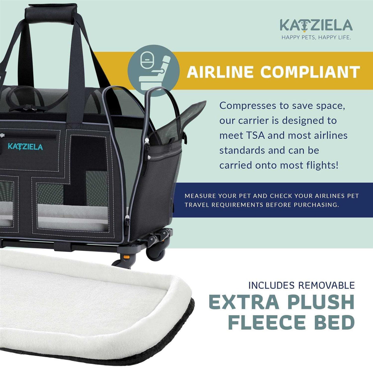 Pet Carrier with Removable Wheels and Telescopic Handle S73223