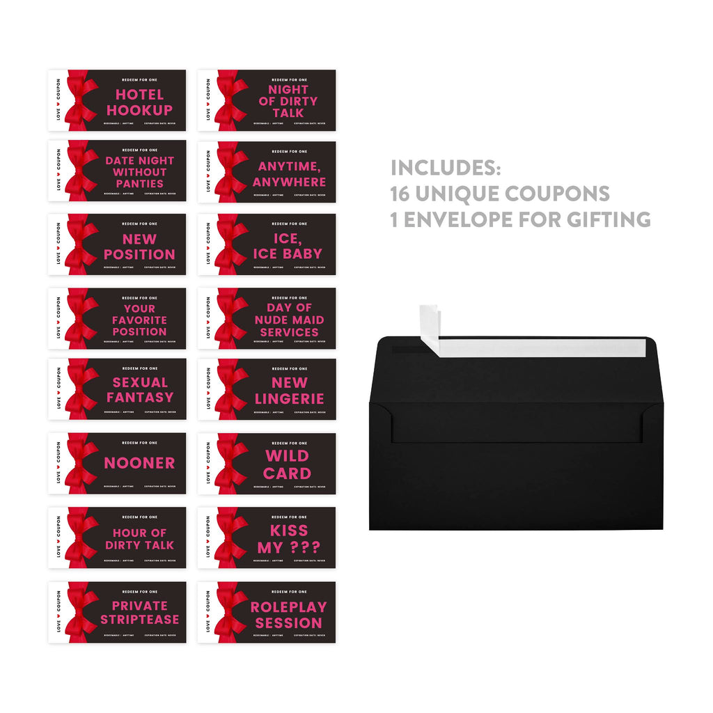 16-Pk Red Bow Love Coupons for Couples I672