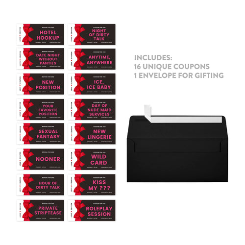 16-Pk Red Bow Love Coupons for Couples I672