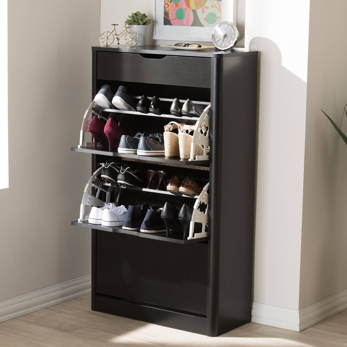 Black Wood Storage Cabinet W3905