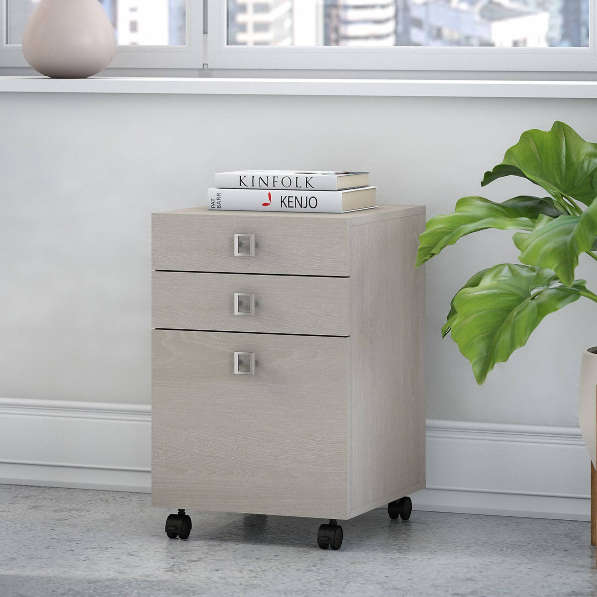 3 Drawer Mobile File Cabinet, Gray Sand D891