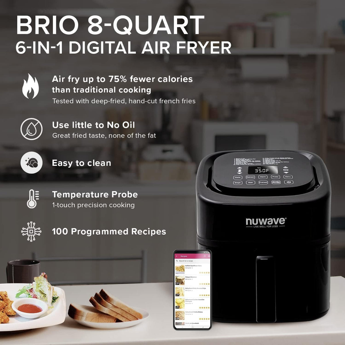 6-in-1 Air Fryer Oven Combo, 8-Qt X-Large Size, 100 Pre-Programmed Presets F54279
