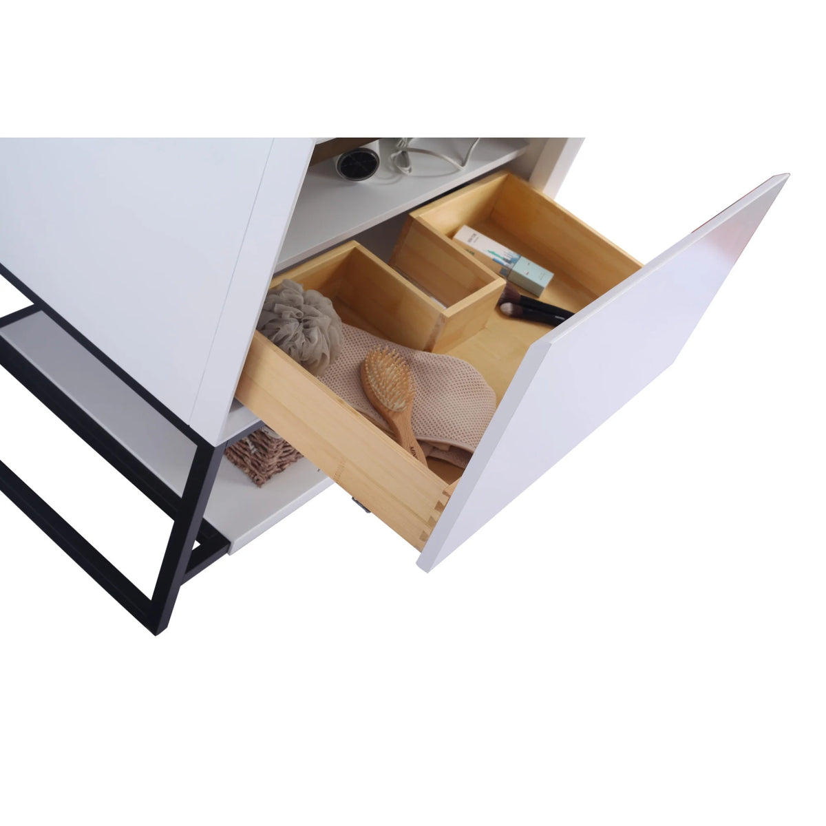 30" Oak Wood and Stainless Steel Cabinet in White Y6471