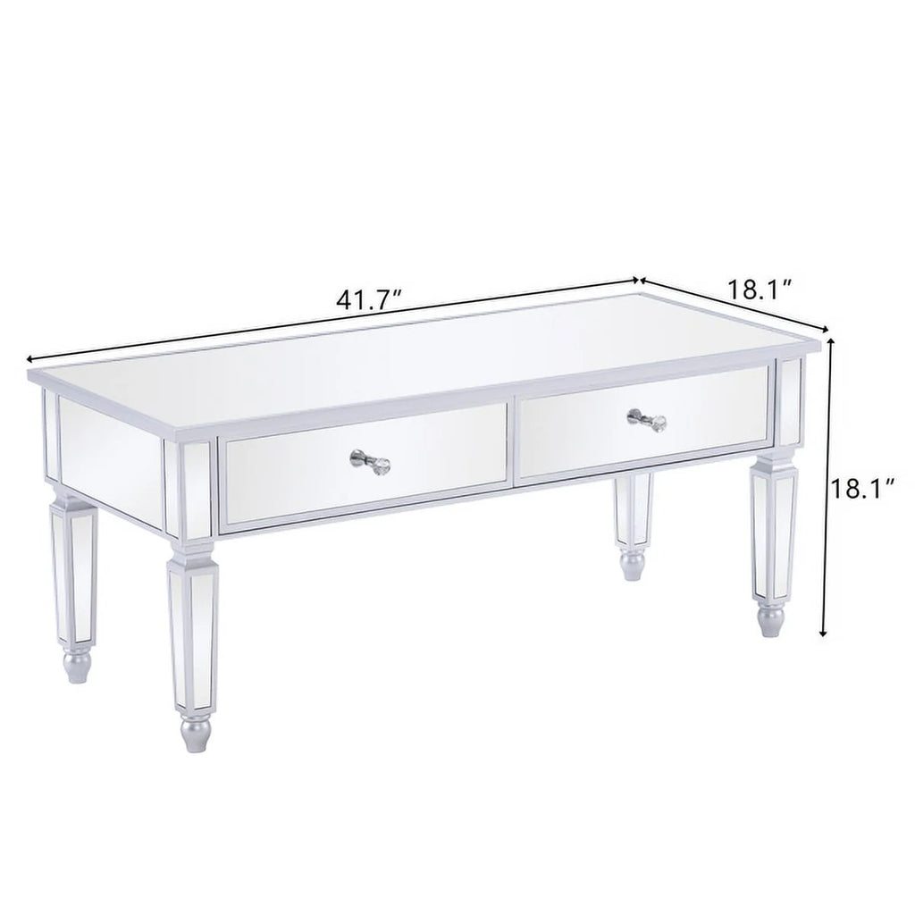 Mirrored Coffee Table with Storage and 2 Drawers V336341