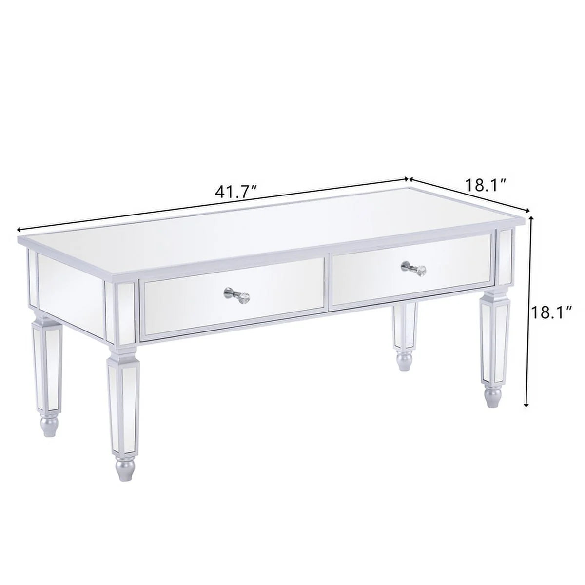 Mirrored Coffee Table with Storage and 2 Drawers V336341