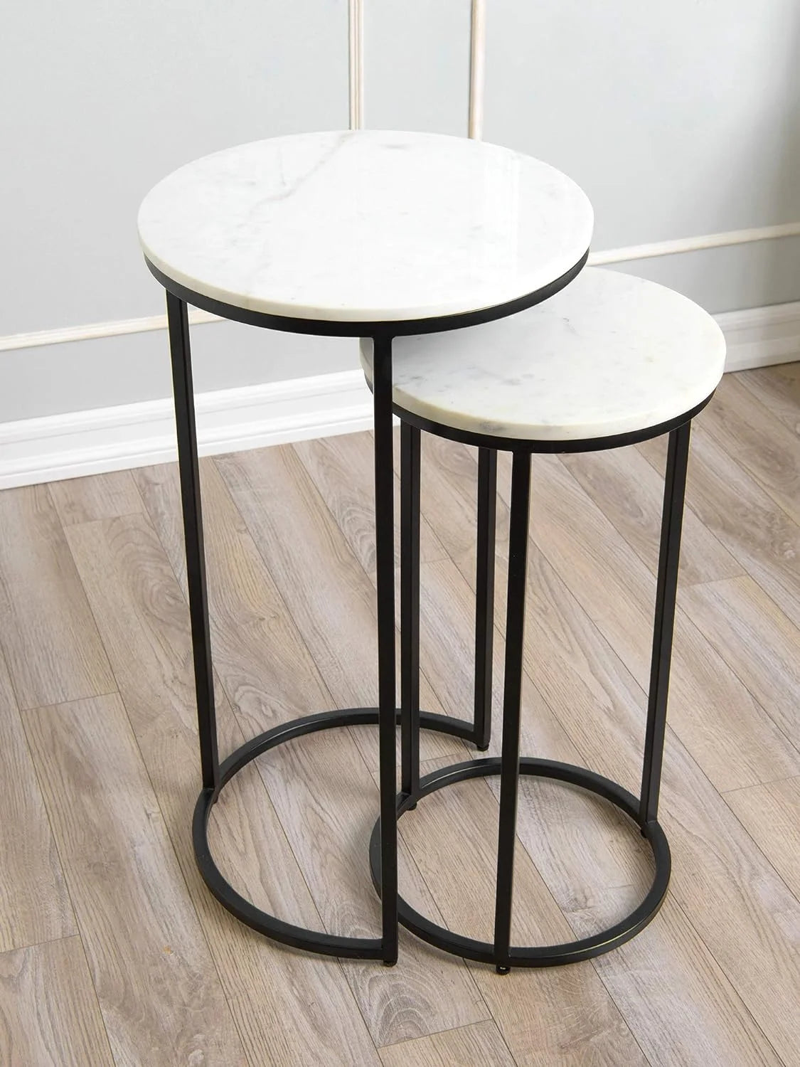 White Black Marble Nesting Tables D9257